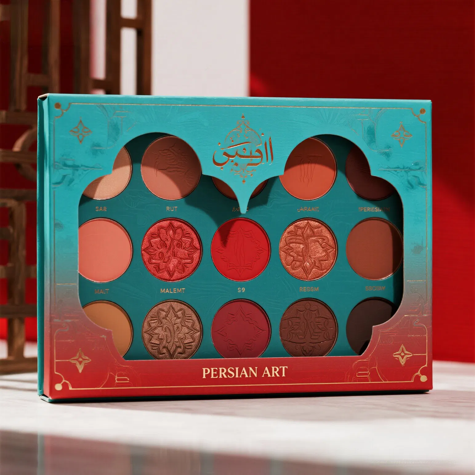 Custom Arabic Script Themed 5-Color Eyeshadow Palette for Middle East Consumers