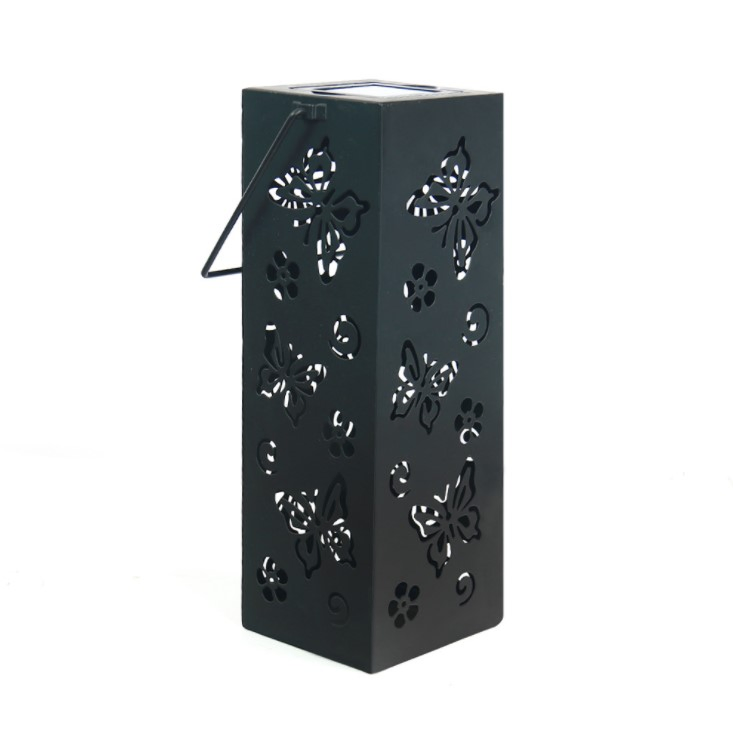 Portable Hollow-out Iron Lamp Outdoor Garden Decoration Light Hanging Solar Lantern