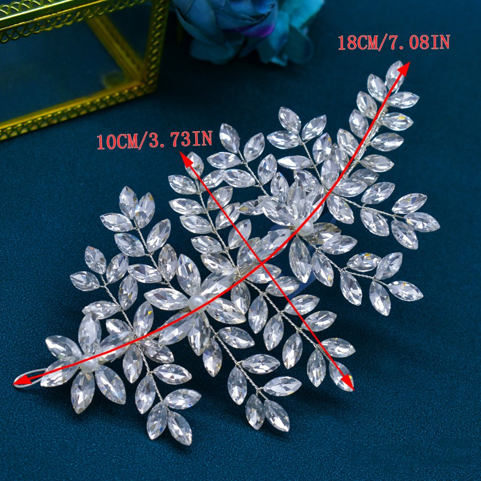 Luxury Bride Bridal Crystal Headpiece Diamond Shape Rhinestones Sew-on Technique Stretch Feature Wedding Party Hair Accessories