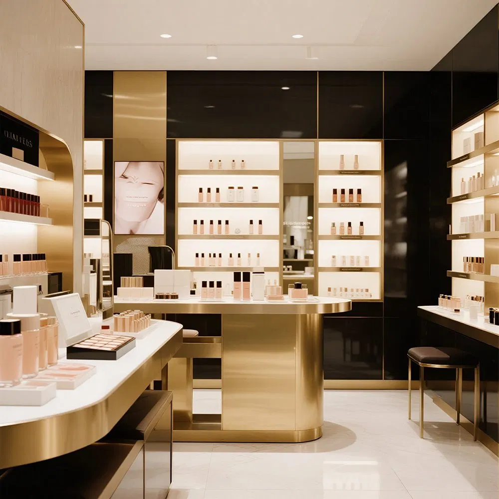 Luxury Makeup Display Cabinet Showcase Cosmetic Shop Interior Design Ideas