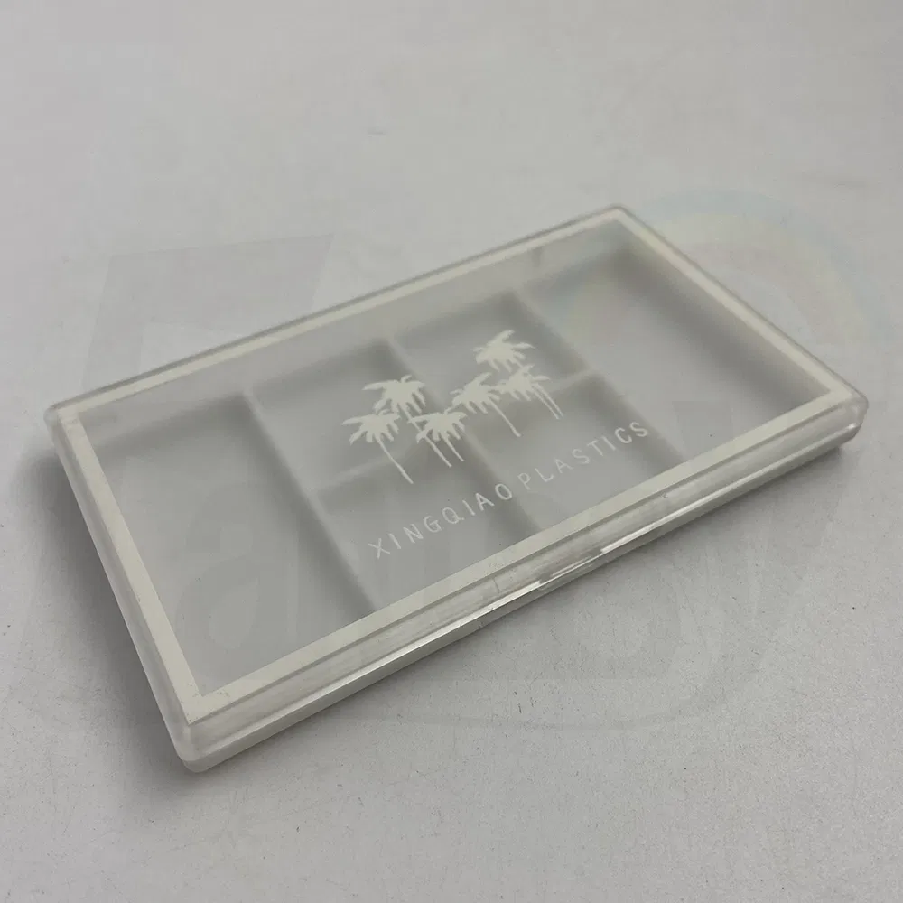 Promotion 6 Color Transparent Rectangle Plastic Eyeshadow Palette Powder Case Makeup Packaging