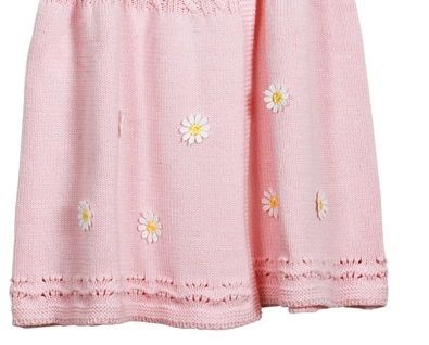 Spring Autumn Popular Pink Floral Knitted Jumper for Girls
