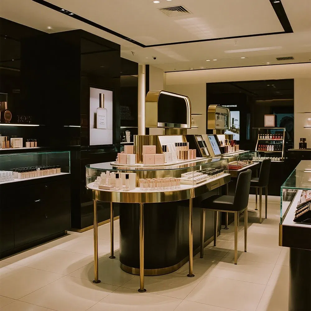 Luxury Makeup Display Cabinet Showcase Cosmetic Shop Interior Design Ideas