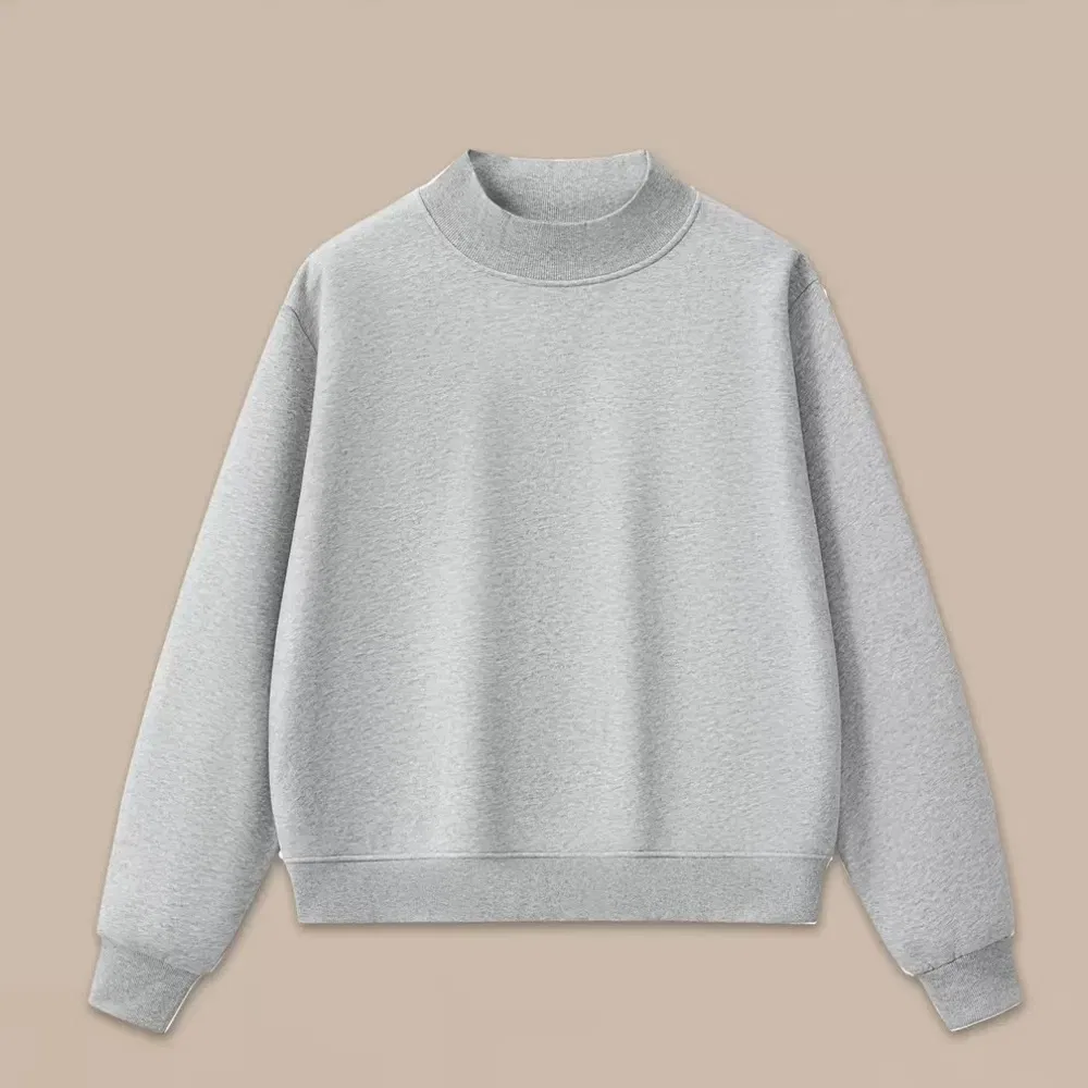 Cozy Light Gray Cotton Fleece Shorts with Matching Sweatshirt for Women