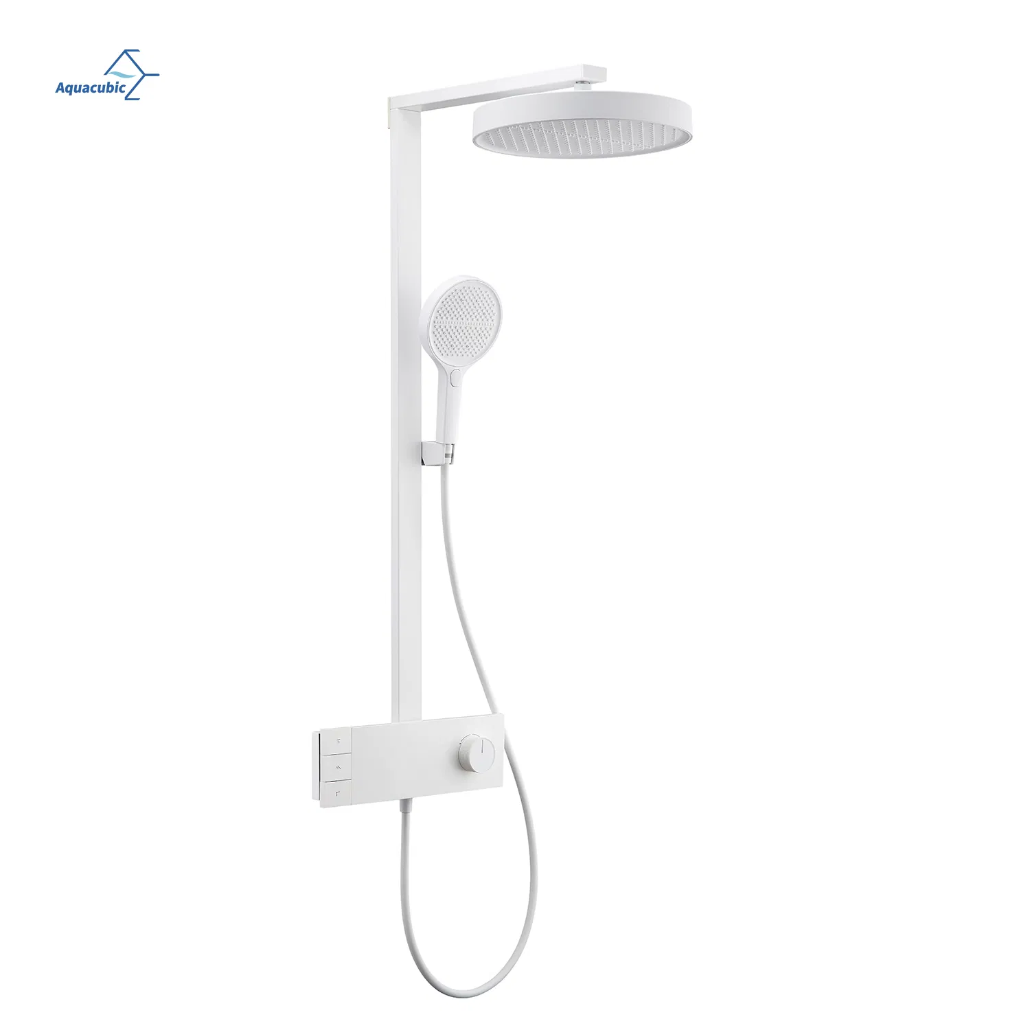 Full Brass Digital Display Cream White Dechlorination Beauty Shower Head Set for Home Bathroom with Large Overhead Spray