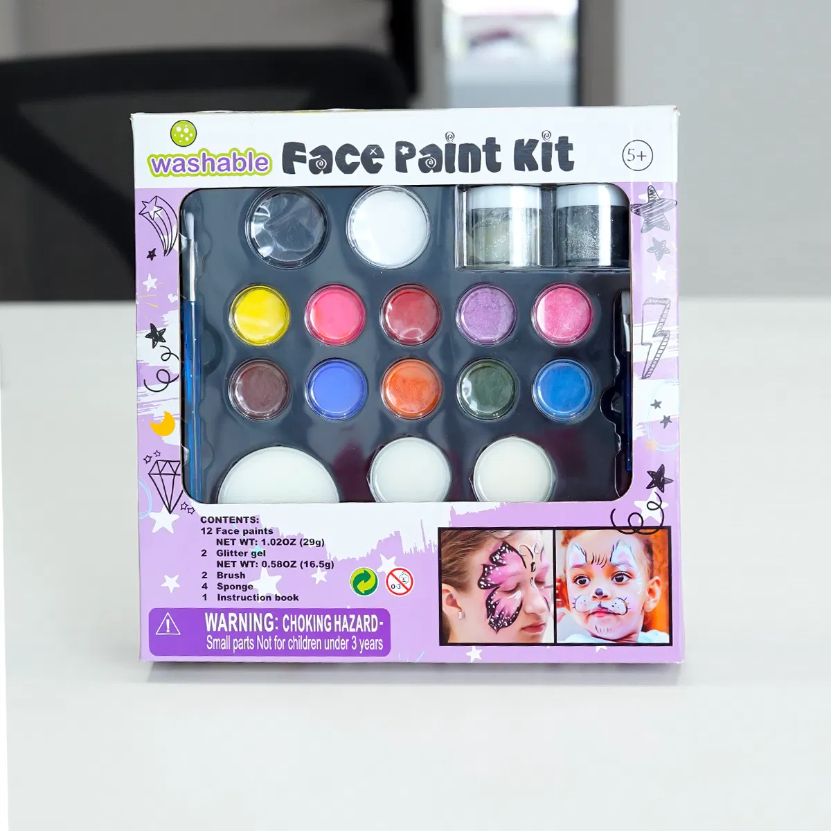 Vibrant Water-Based Face Paint Palette for Kids' Creative Makeup