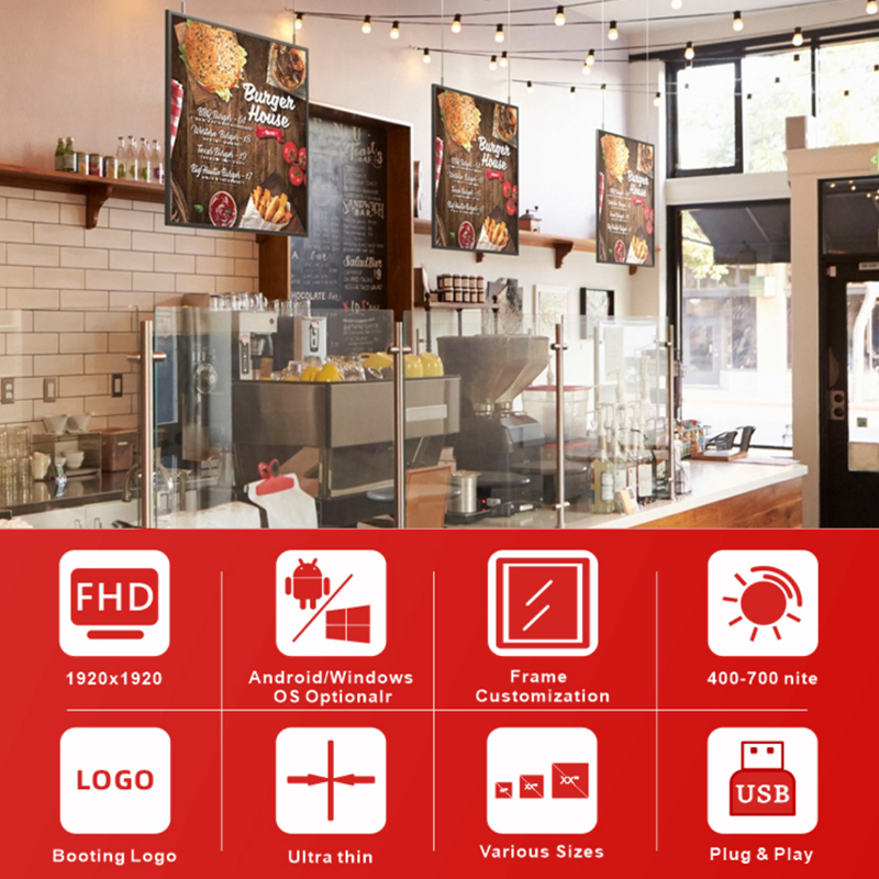 Kingone 22 Inch Indoor High Definition Digital Signage Advertising Display Square LCD Screen for Beauty Shop