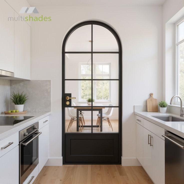 Multishades Retro French Style Lattice Glass Door MID-Century Aluminum Swing Casement Door with Tempered Glass