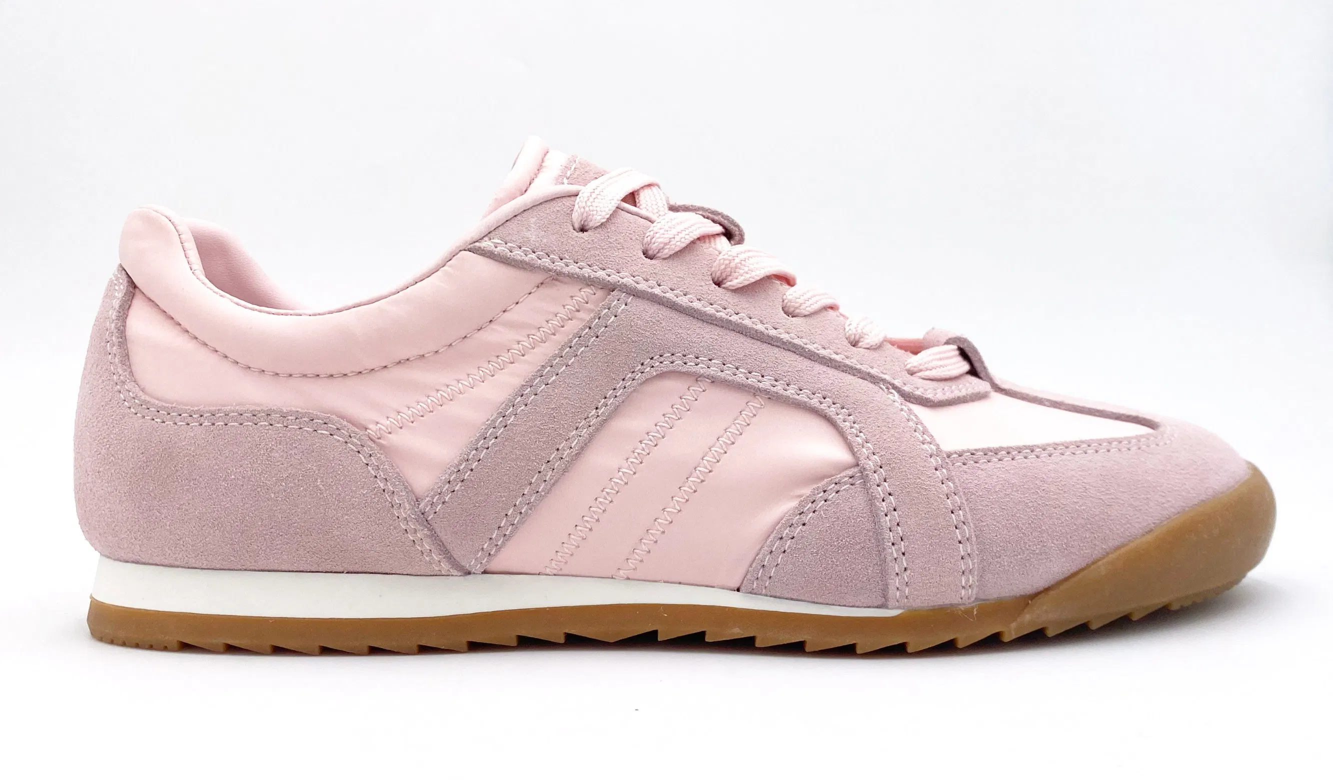 Light Pink Suede Leather Patchwork Retro German Training Shoes
