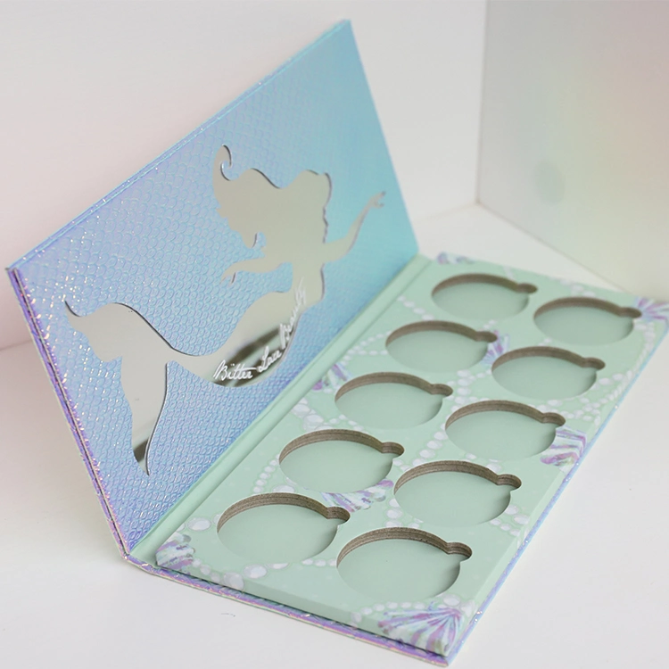 Low MOQ Holographic Fish Scale Shiny Makeup Packaging 10 Colors Empty Eyeshadow Palette