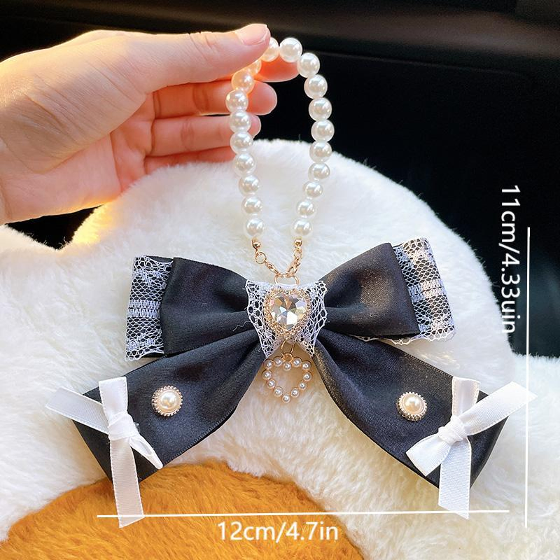 Hot-Selling French Retro Bowknot Bag Charm Pearl Keychain for Jk Style