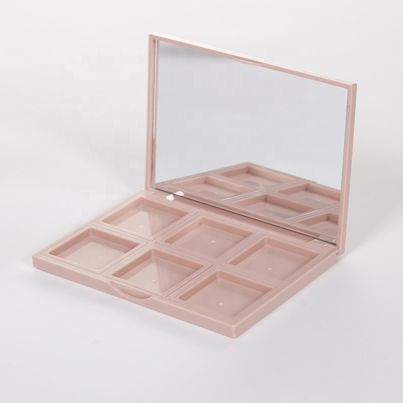 Small Pink Color Modern Logo Customized Eyeshadow Container Hot Stamping Plastic Empty Eyeshadow Palette