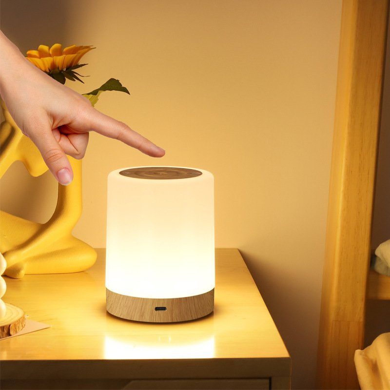 High Quality Customized Products China Wholesale Table Lamp Minimalist Style Modern RGB Color Wood Base LED Night Light