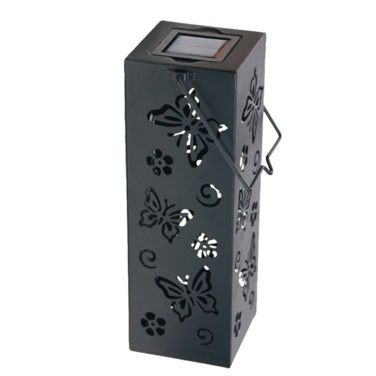 Portable Hollow-out Iron Lamp Outdoor Garden Decoration Light Hanging Solar Lantern