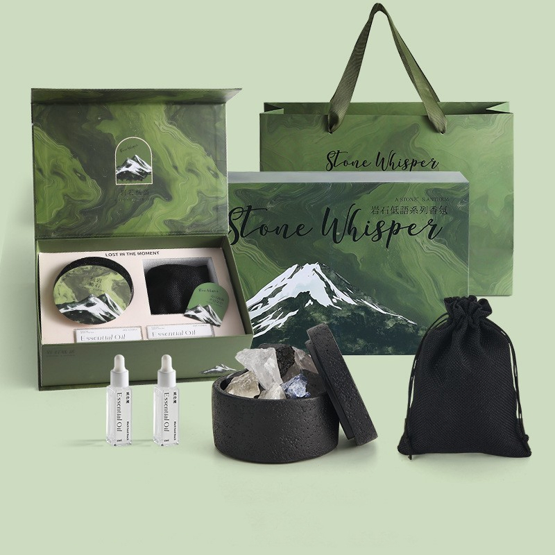 High End Natural Crystals Aromatherapy Diffuser Gift Set for Home &amp; Holiday Gifting