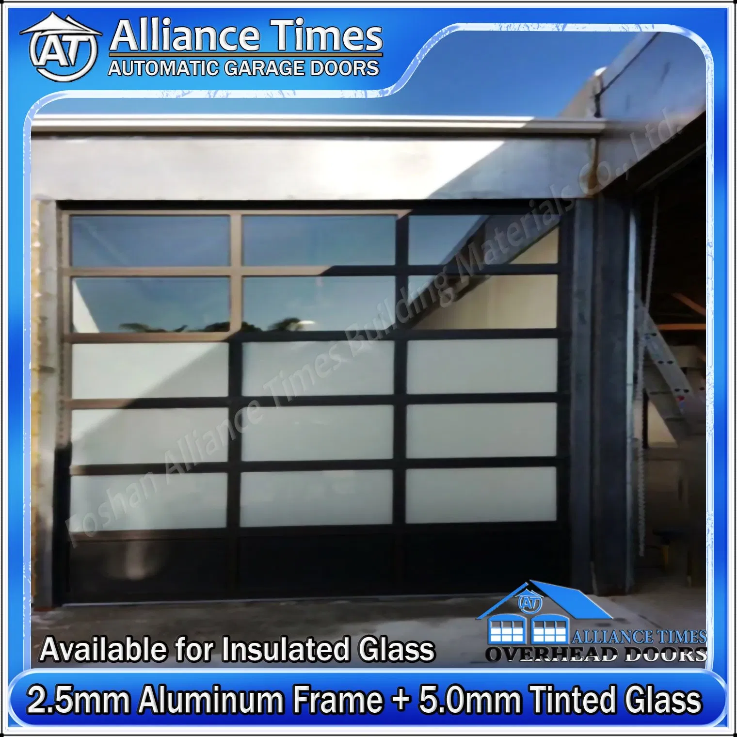 Stylish Aluminum Framed Glass Garage Doors with Manual Emergency Release