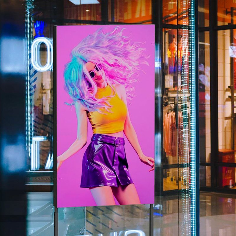 55 Inch Dual Screen Window Facing Display Ad Digital Signage for Beauty Salon