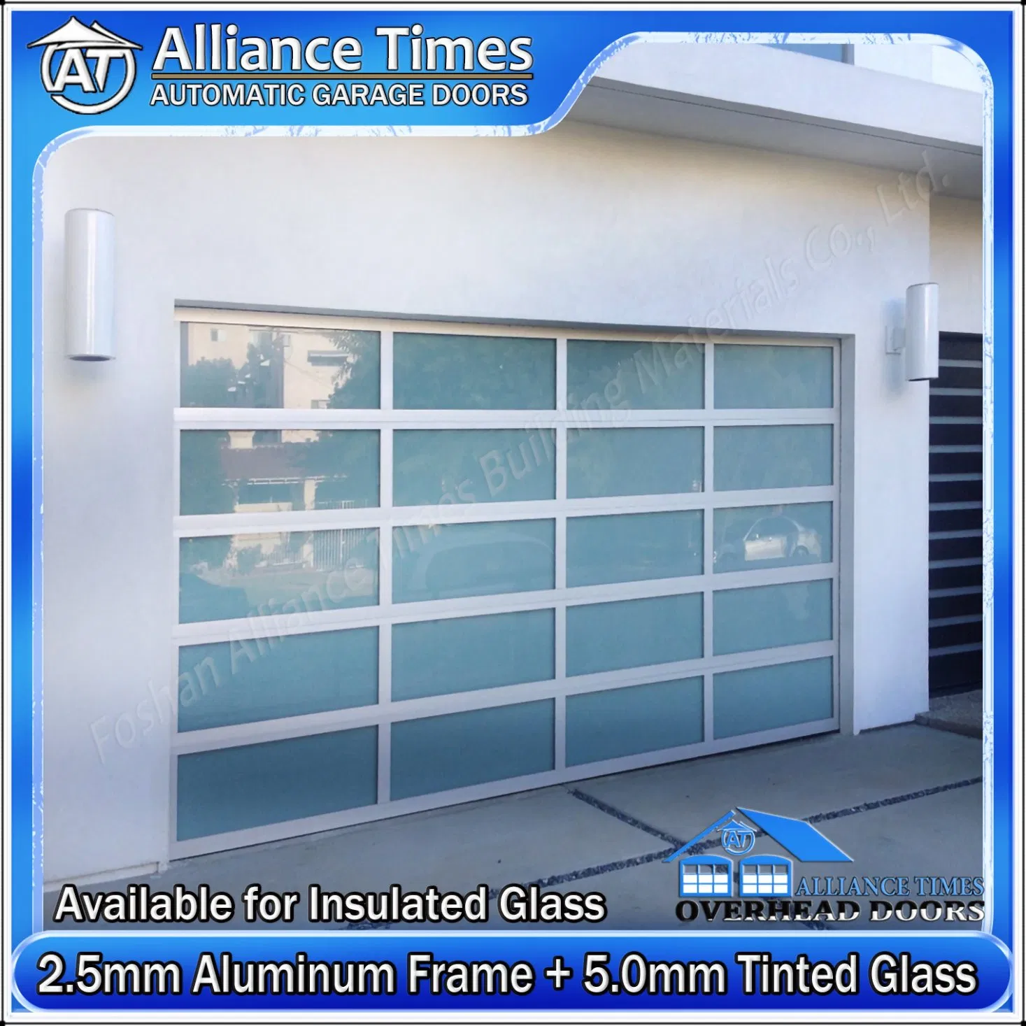 Stylish Aluminum Framed Glass Garage Doors with Manual Emergency Release