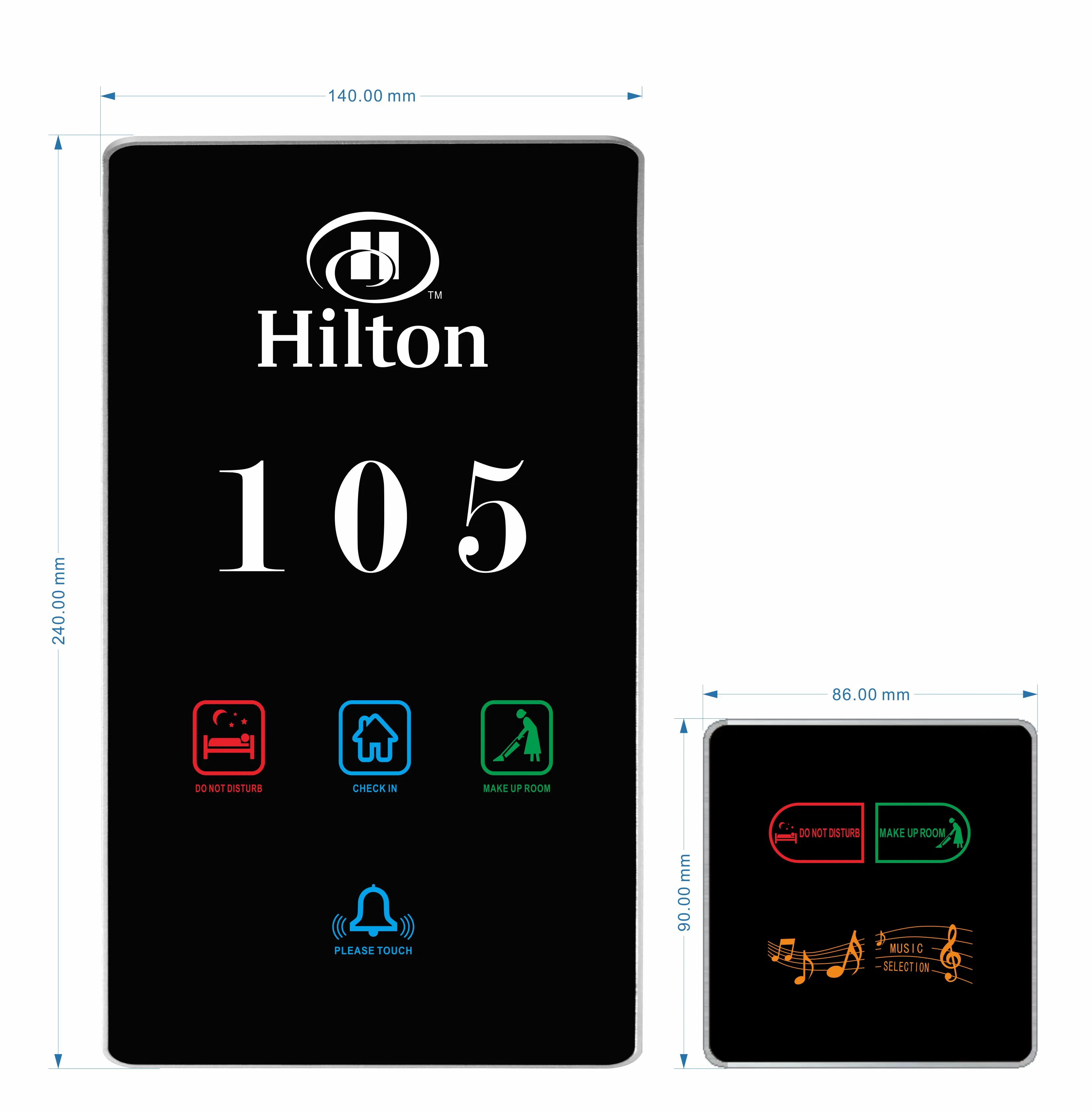 Smart Hotel Room System with Retro Style Waterproof RF ID Touch Panel Aluminum Material IP66 Wires Network Dnd Feature
