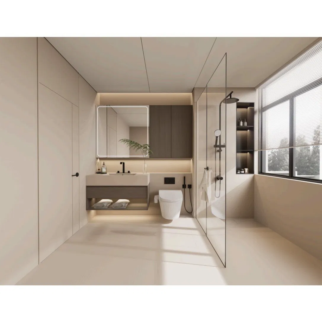 Wabi Sabi Inspired Solid Wood Vanity Features Minimalist Lines and Formaldehyde Free Finishing Products