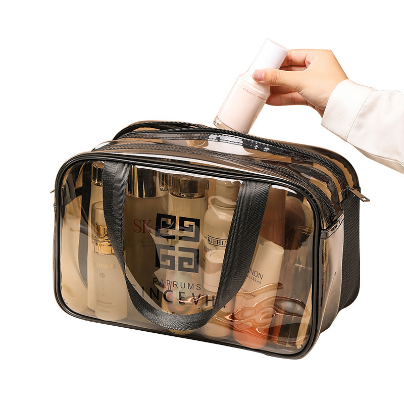 PVC Double-Layer Waterproof Toiletry Bag - Wet &amp; Dry Separation