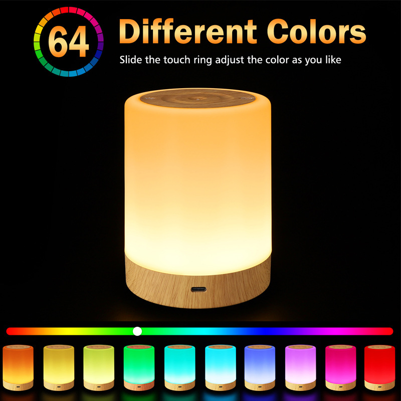 High Quality Customized Products China Wholesale Table Lamp Minimalist Style Modern RGB Color Wood Base LED Night Light