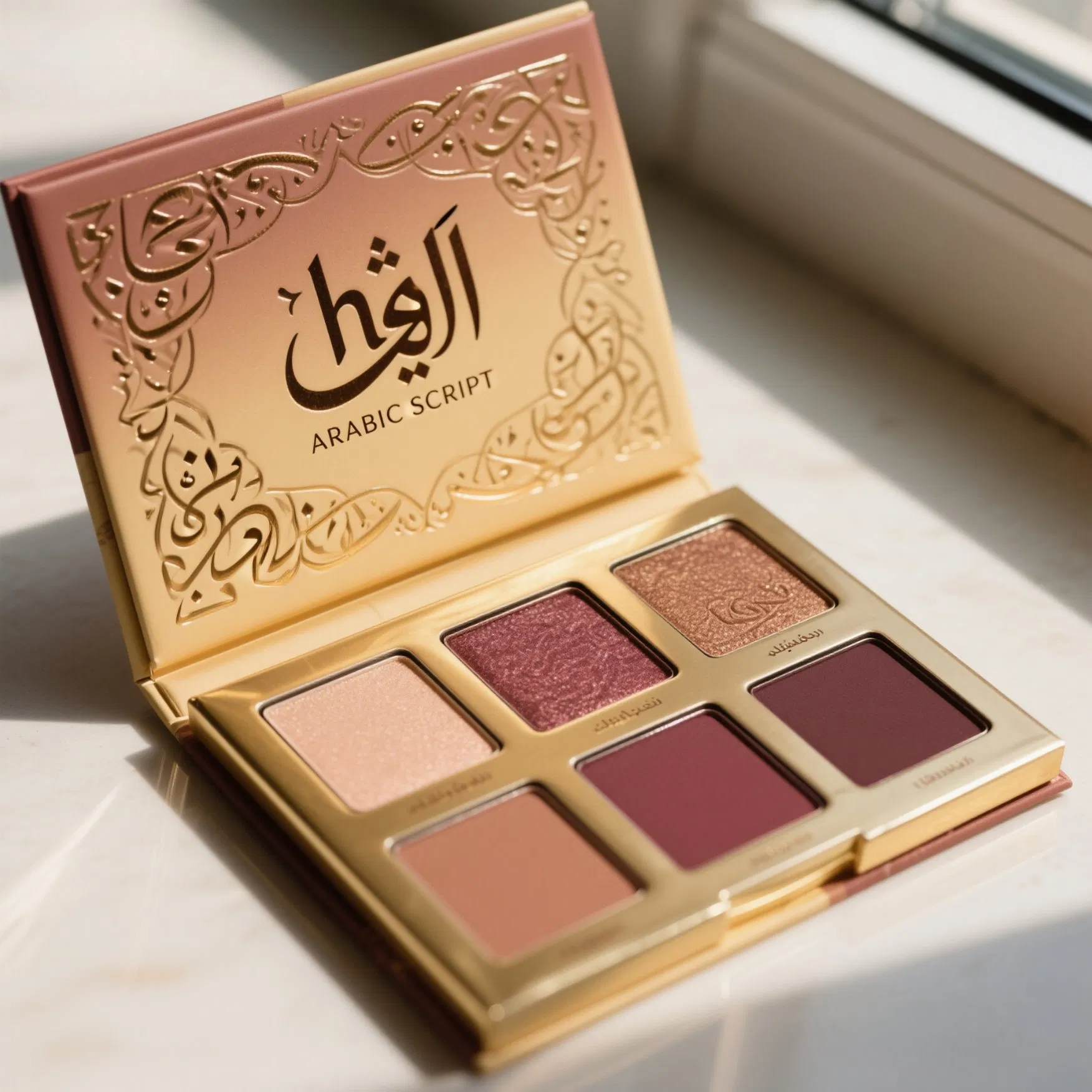 Custom Arabic Script Themed 5-Color Eyeshadow Palette for Middle East Consumers