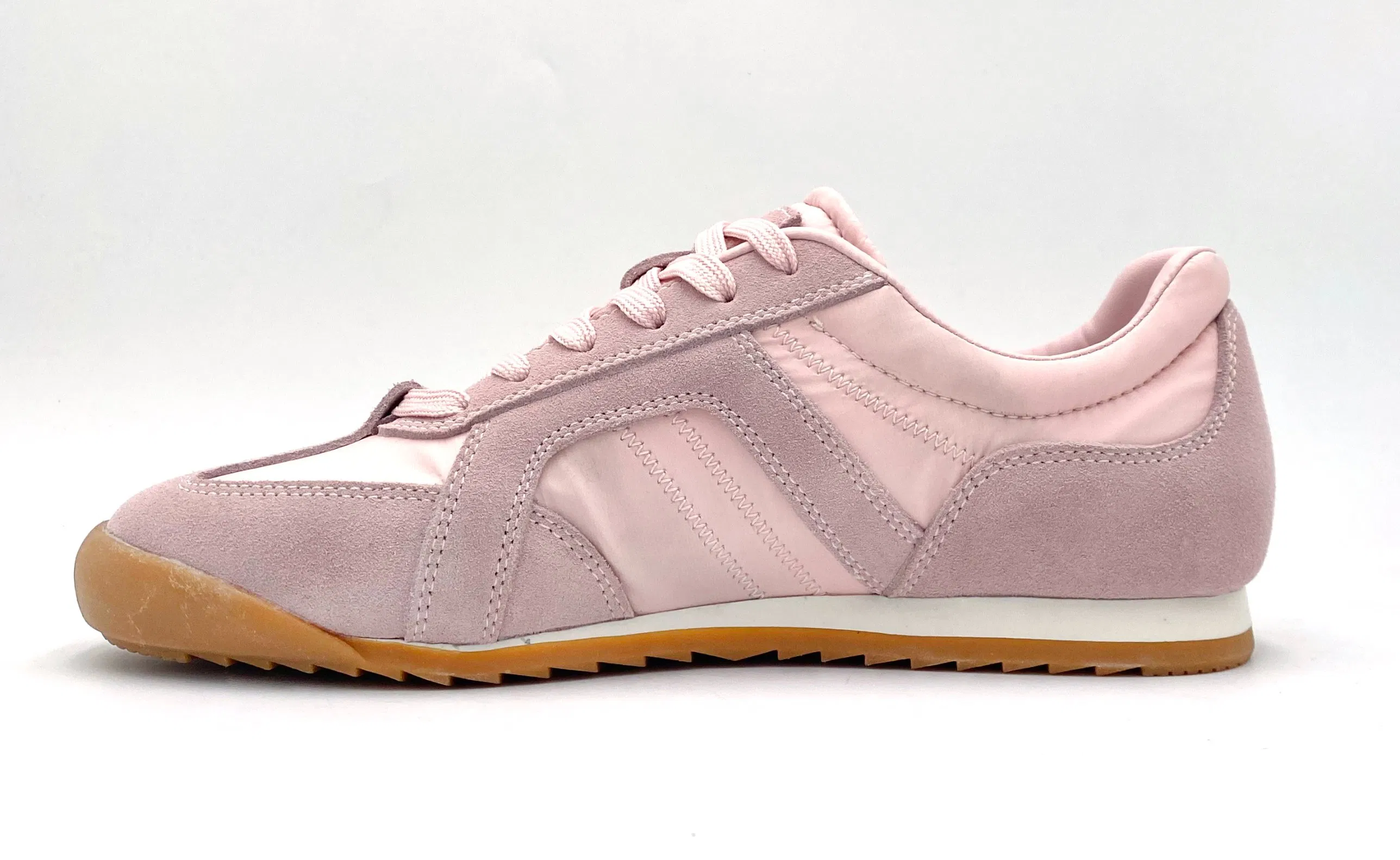 Light Pink Suede Leather Patchwork Retro German Training Shoes