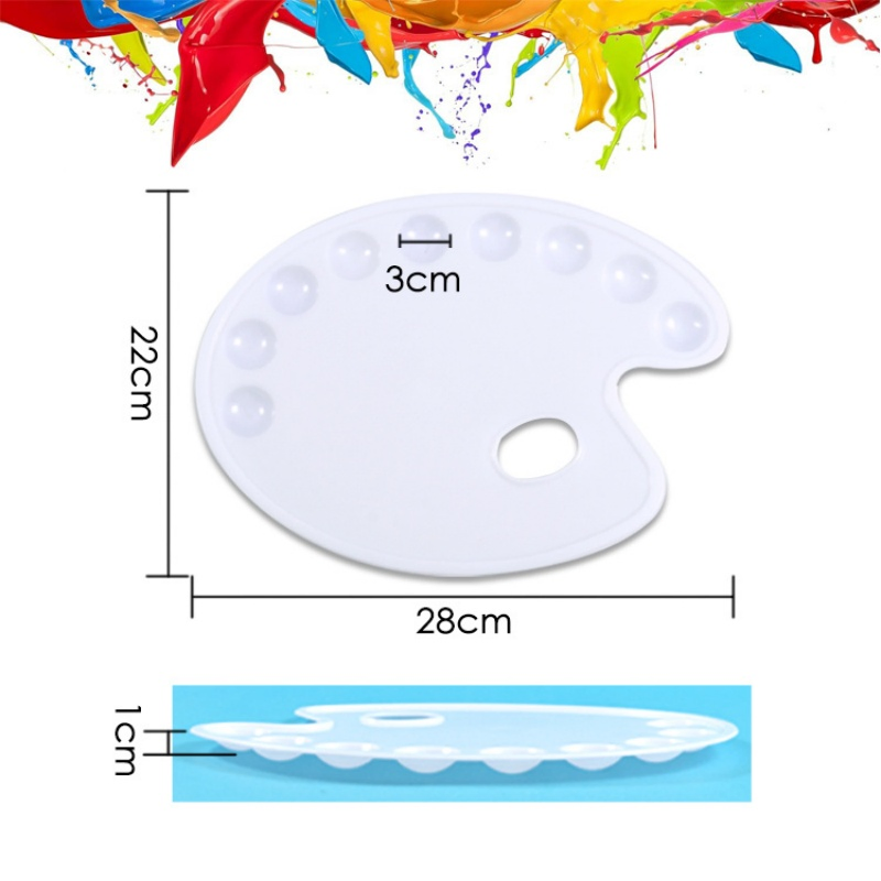 Foska Wholesale New Arrival High Quality 9wells Plastic Drawing Color Mixing Oval Artist Painting Palette