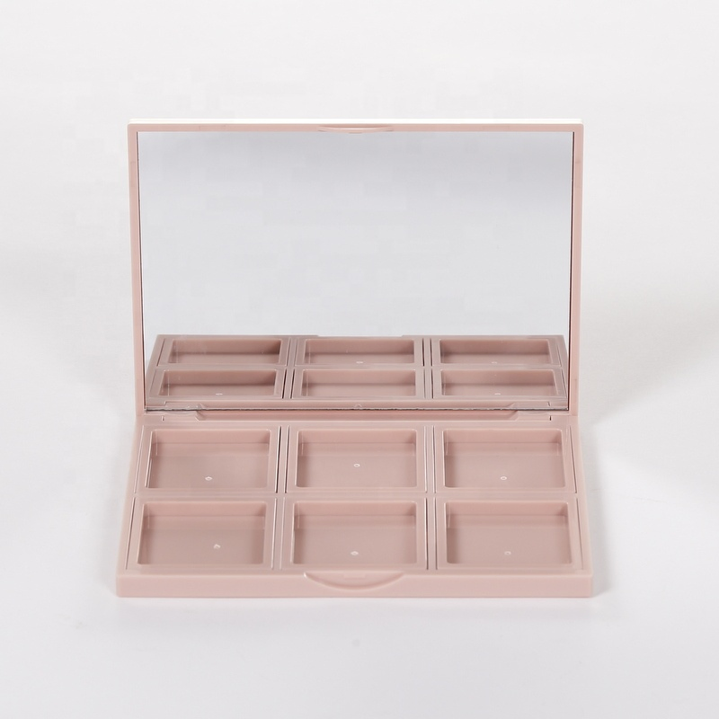 Small Pink Color Modern Logo Customized Eyeshadow Container Hot Stamping Plastic Empty Eyeshadow Palette