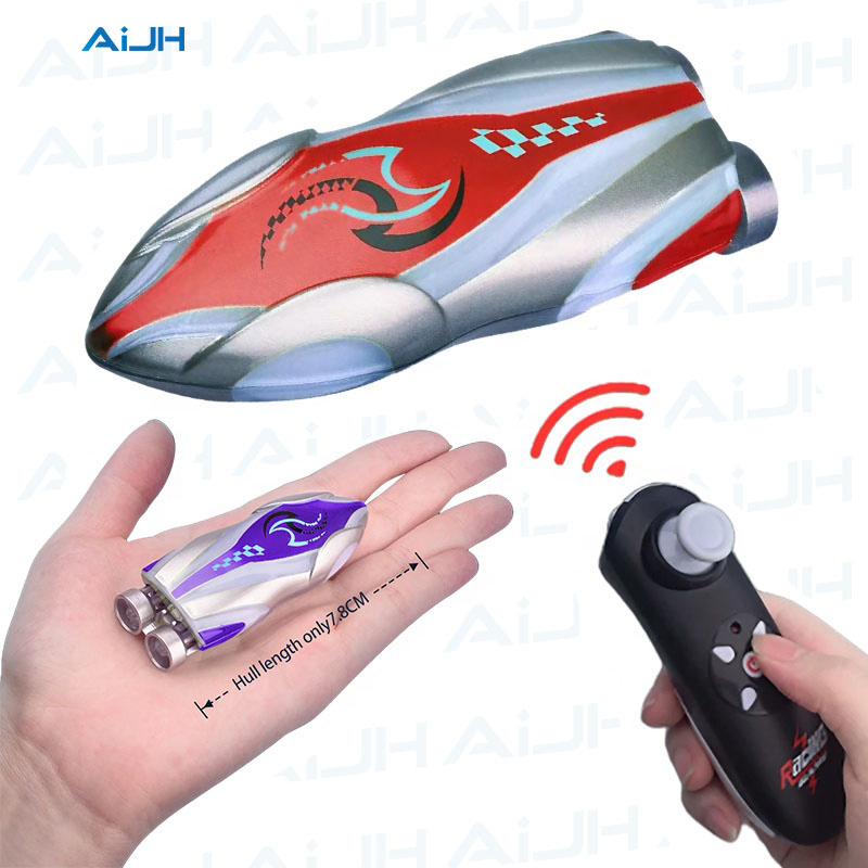 Aijh Mini Waterproof Remote Control Ship Speedboat with Colorful Lights Portable Mini Jet RC Boat Toys