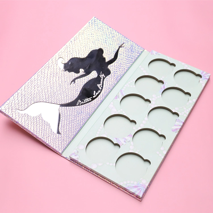 Low MOQ Holographic Fish Scale Shiny Makeup Packaging 10 Colors Empty Eyeshadow Palette