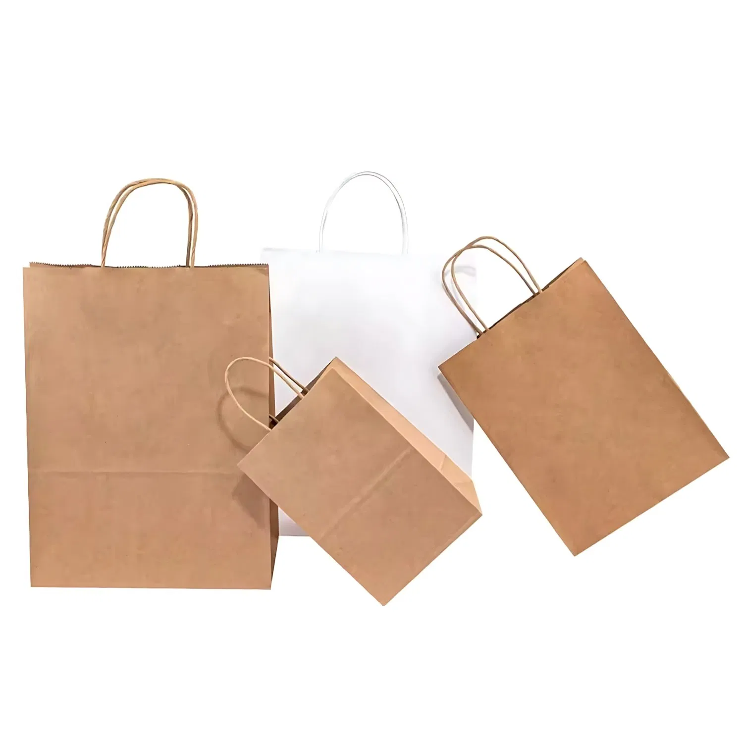 Retro Vintage Style Custom Logo Kraft Paper Shopping Bags Bulk with Classic Printed Handles for Food Packaging Promotion