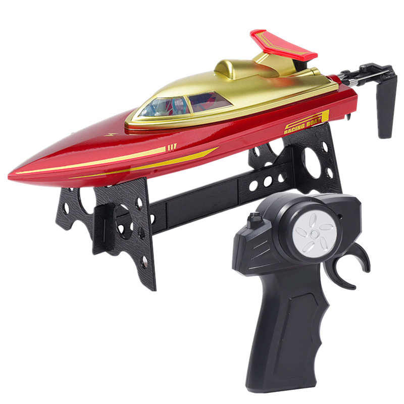 Aijh High Speed Waterproof Remote Control Ship RC Boat 15km/H RC Boatwith Lighting and USB Cable Electric RC Boats Ship