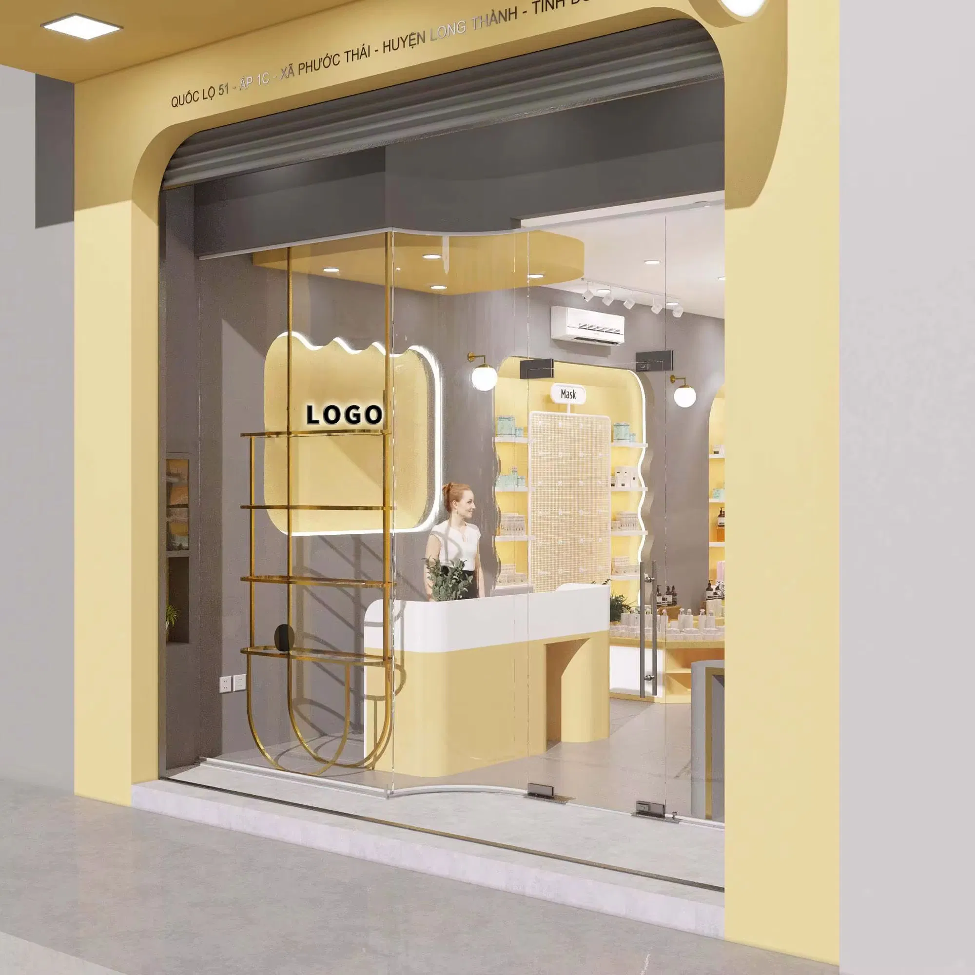 Custom Cosmetic Store Wall Display Stand Makeup Showcase Interior Design Ideas