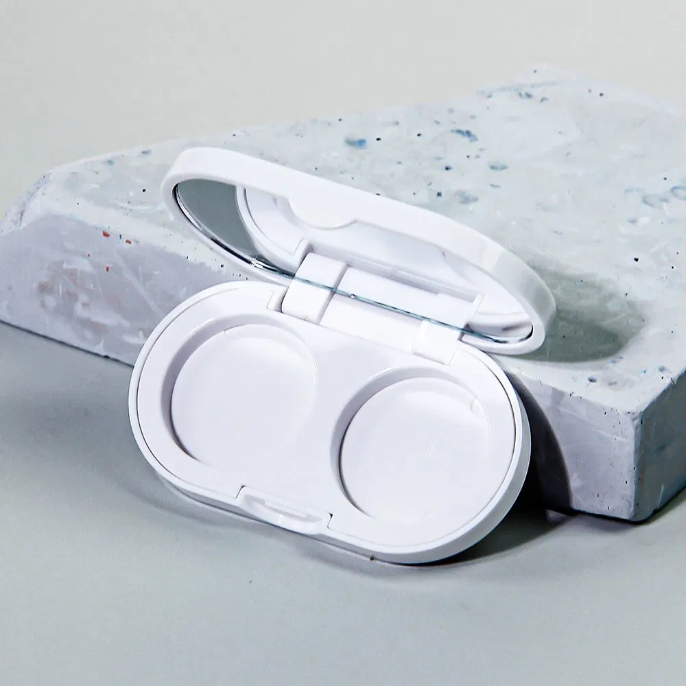 Wholesale Cute Oval White Two-Color Eyeshadow Palette Empty Blush Packaging with Mirror