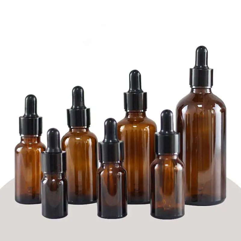 Luxury Skincare Packaging 5ml 10ml 15ml 20ml 30ml 50ml 100ml Amber Black Essential Oil Glass Dropper Bottle with Box