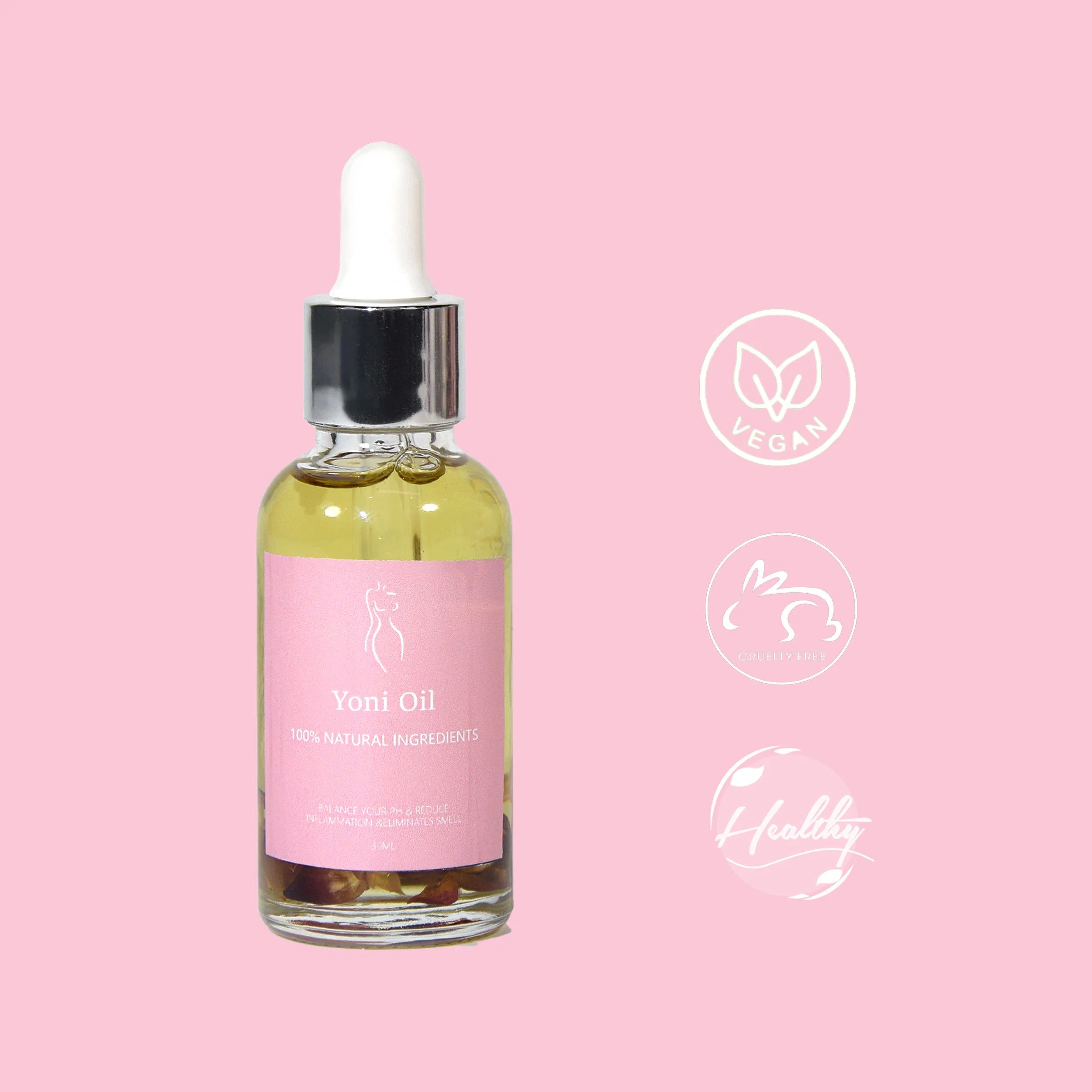 Private Label 100% Natural Formula Intimate Rose Yoni Oil Inflammation Vegan Intimate Care Products Essential Oil Custom Logo