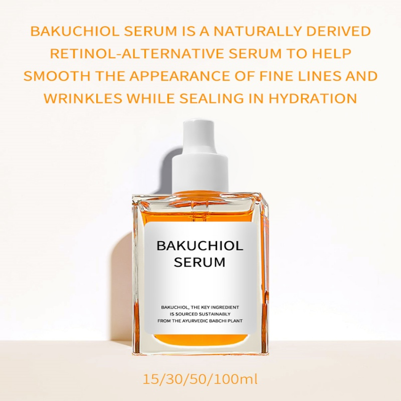 OEM Bakuchiol Serum Natural Herbal Cosmetic Soothing Calming Serum Psoralea Corylifolia Seed Extract Bakuchiol Pure Essential Oil