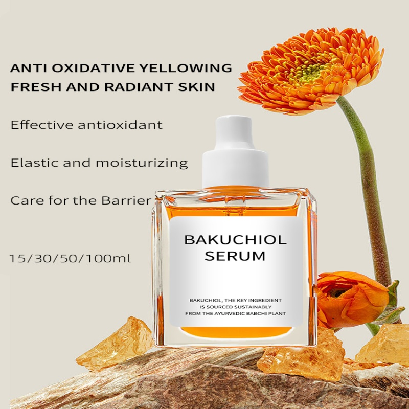 OEM Bakuchiol Serum Natural Herbal Cosmetic Soothing Calming Serum Psoralea Corylifolia Seed Extract Bakuchiol Pure Essential Oil