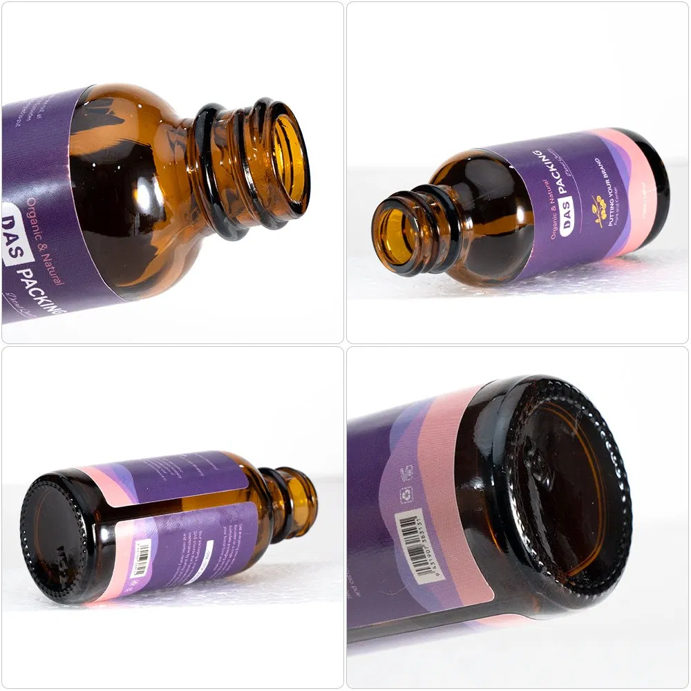 Factory 1/2oz 1oz 2oz Laboratory Glassware Amber Glass Boston Round Bottle for Pharmaceutical Tincture Medicine