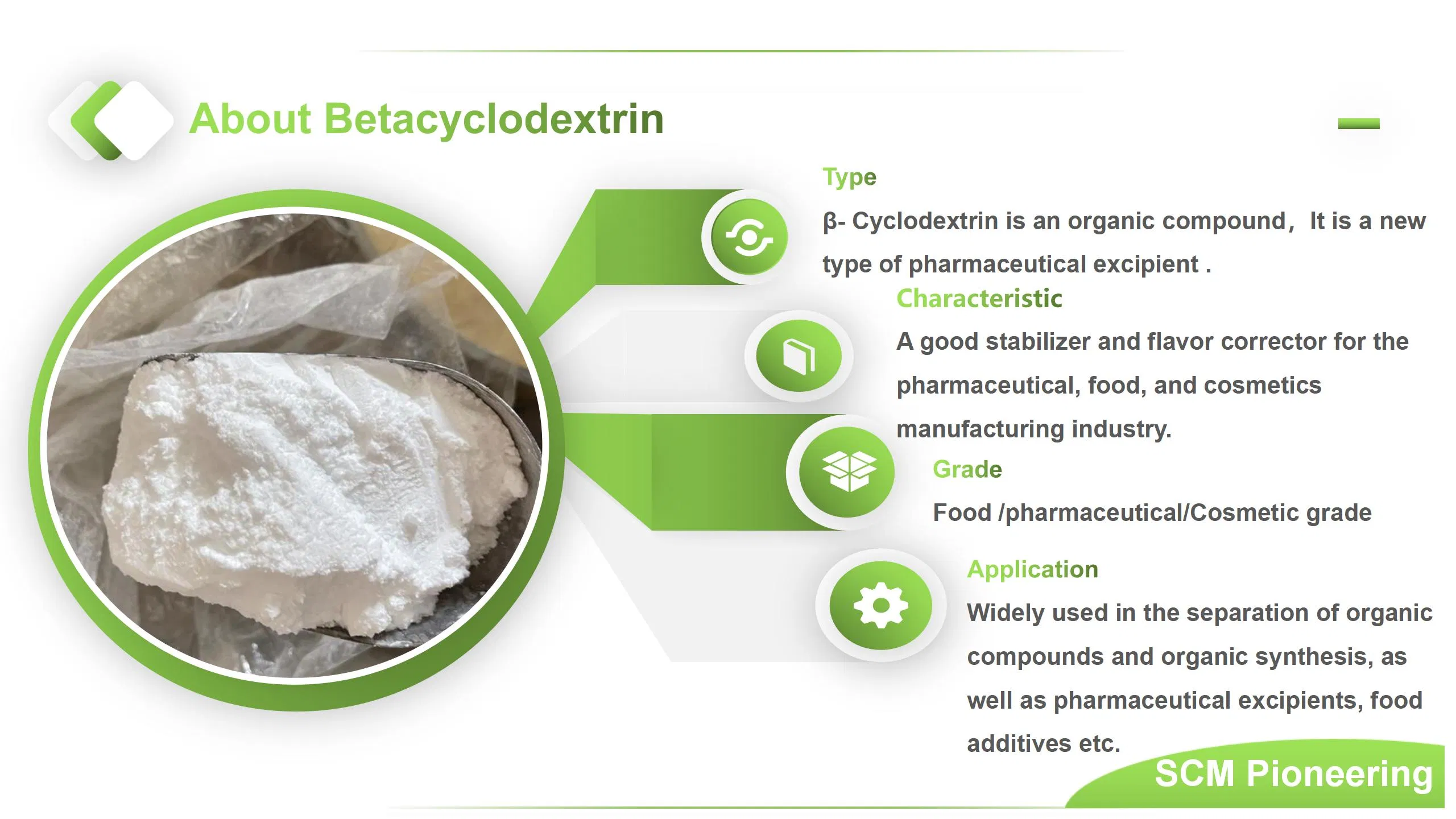 Food Grade Plant Extract Solutizer CAS 7585-39-9 Betacyclodextrin with High Purity