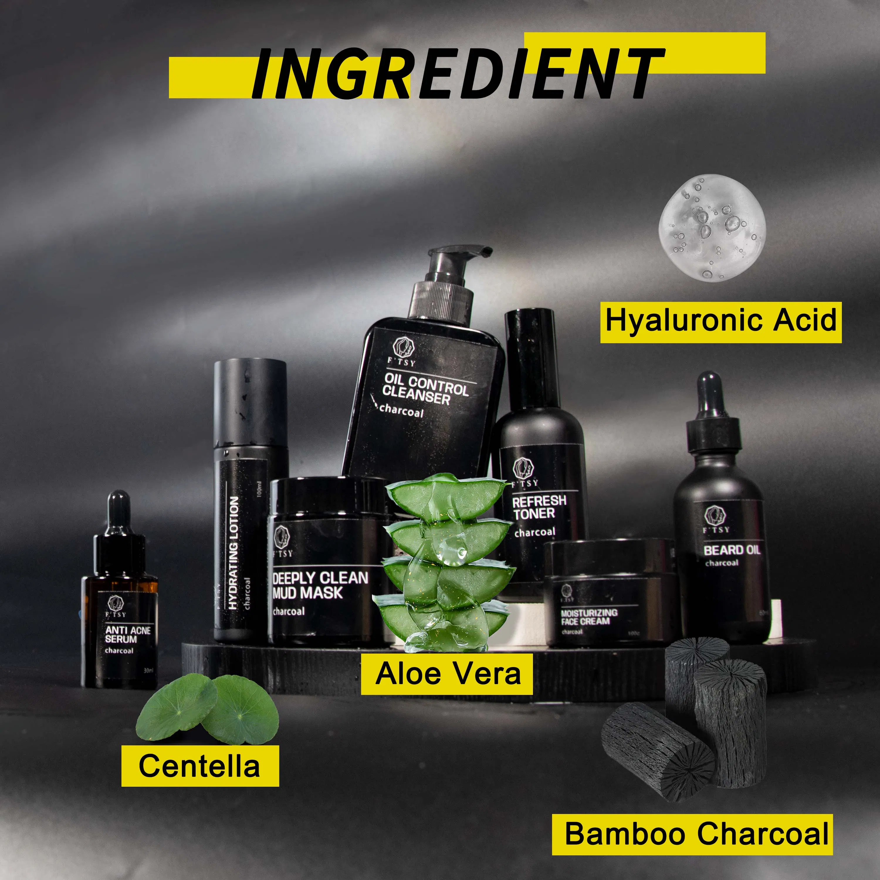 OEM Herbal Gift Box for Men Beard Smooth Oil Control Growth Essential Oils Charcoal Beard Balm