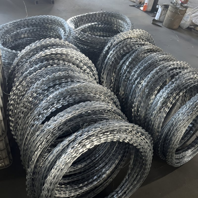 Hot Selling Hot Dipped Galvanized Egoza Wire Cbt65/ Bto30/ Bto-22 Roll Concertina Double Strand Razor Blade Barbed Wire