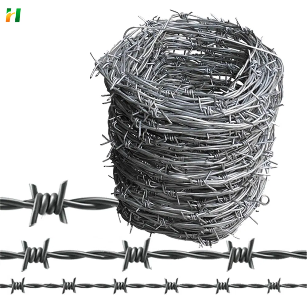 Galvanized Double-Strand Barbed Wire Plastic-Coated Barbed Wire Railroad Pasture Boundary Isolation Iron Bristles Barbed Wire