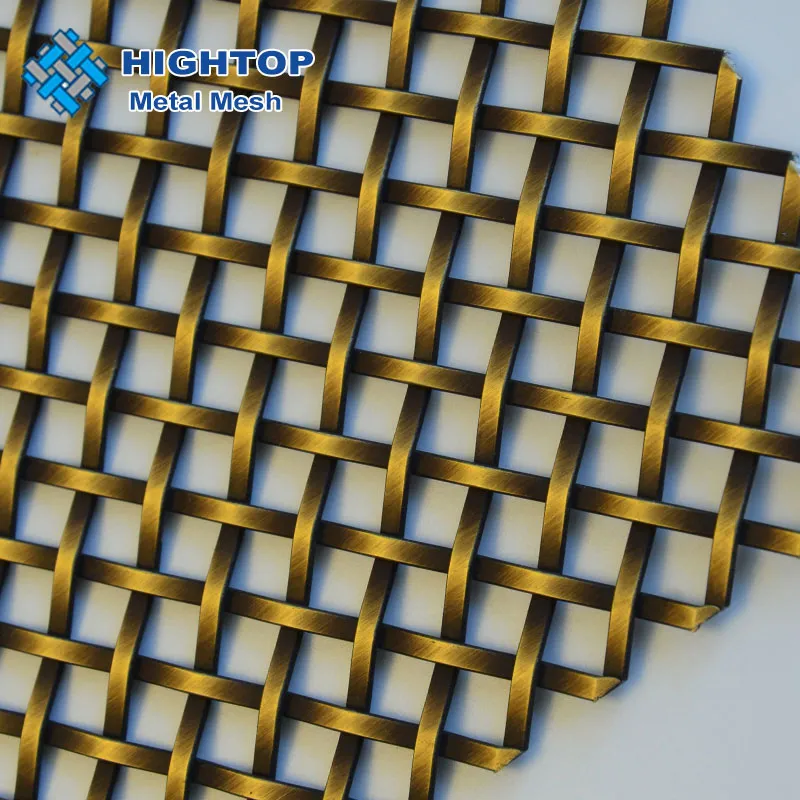 Antique Brass Flat Stainless Steel Wire Decorative Crimped Woven Wire Mesh Panels Grilles for Cabinet Door Inserts