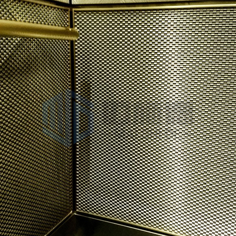 Modern Design Architectural Decorative Metal Fabric Brass Woven Lobby Cladding Ceiling Elevator Mesh