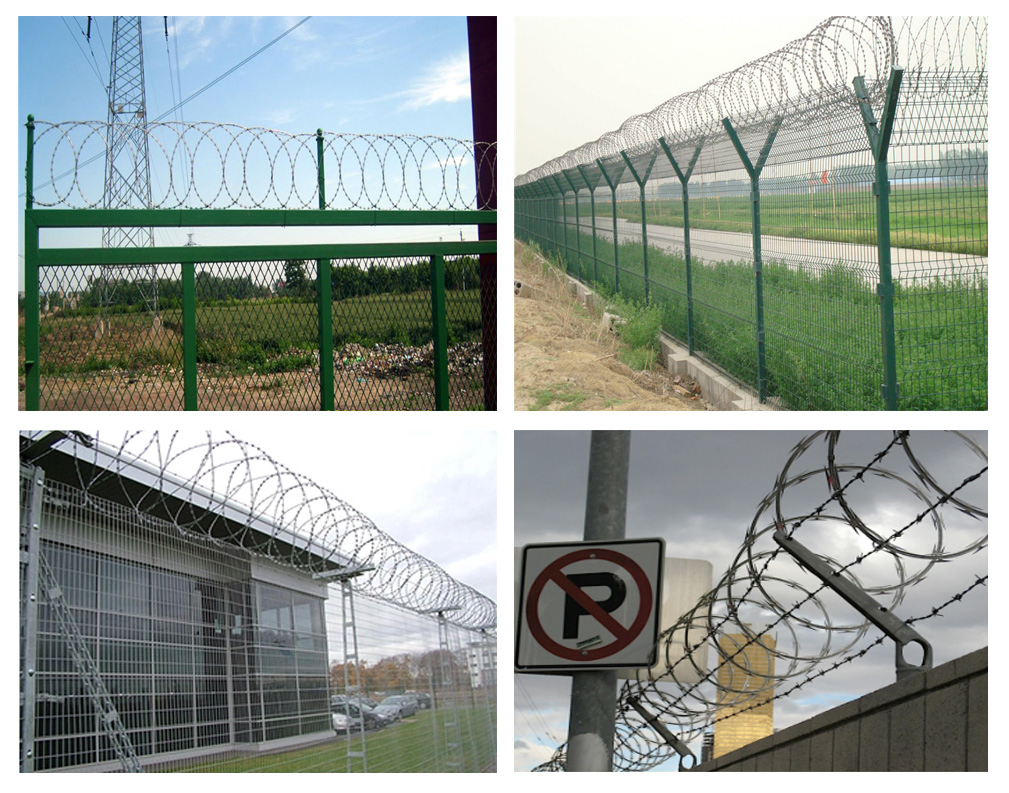 Prison Mesh Fence Hot Dipped Galvanized Cbt 65 Bto 30 Bto 22 Roll Concertina Double Strand Razor Blade Barbed Wire
