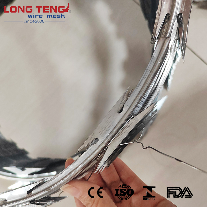 Prison Mesh Fence Hot Dipped Galvanized Cbt 65 Bto 30 Bto 22 Roll Concertina Double Strand Razor Blade Barbed Wire