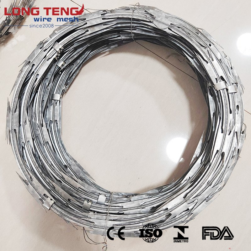 Prison Mesh Fence Hot Dipped Galvanized Cbt 65 Bto 30 Bto 22 Roll Concertina Double Strand Razor Blade Barbed Wire